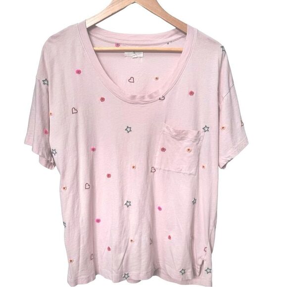 Lou & Grey Short Sleeve Spring Fling Softserve Pink Oversized Pocket Tee. Small. - Picture 2 of 8
